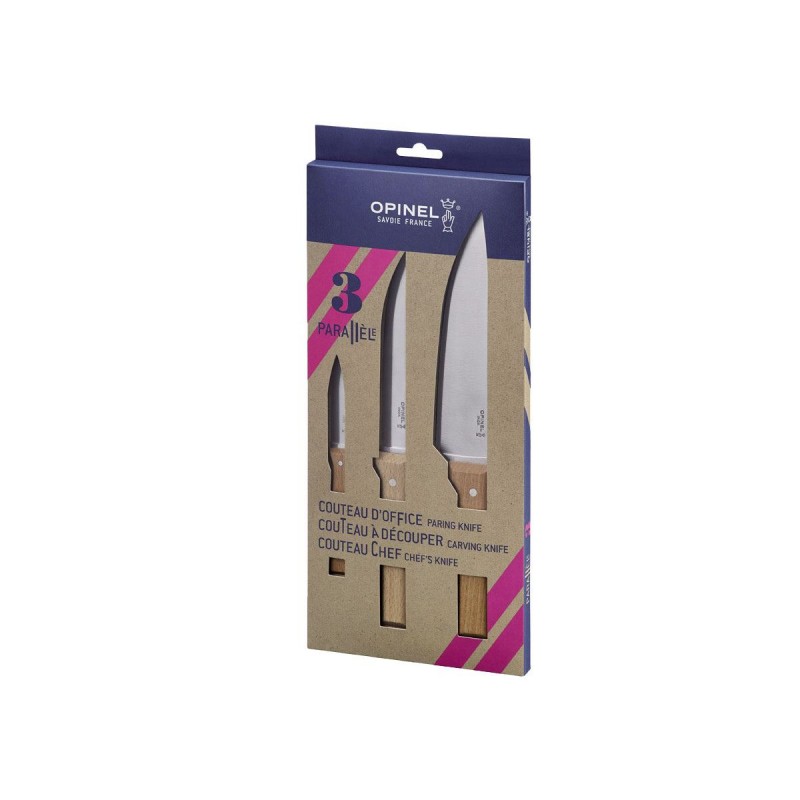 Set coltelli da cucina Opinel, Tris Parallele (Opinel Kitchen knives).