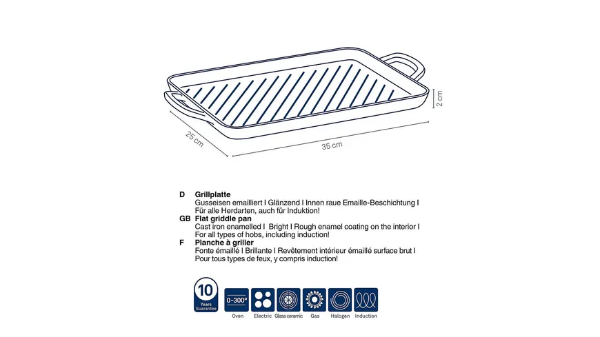 kela Grillplatte Calido 35x25cm rot