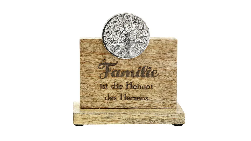 GILDE Holz Botschaften Familie H=15cm naturfarben