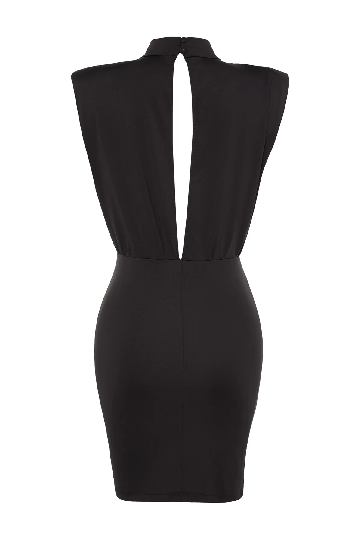 Trendyol Collection  Schwarzes, tailliertes, elegantes Abendkleid aus Satin mit glänzendem Steinstrick TPRSS23EL00175