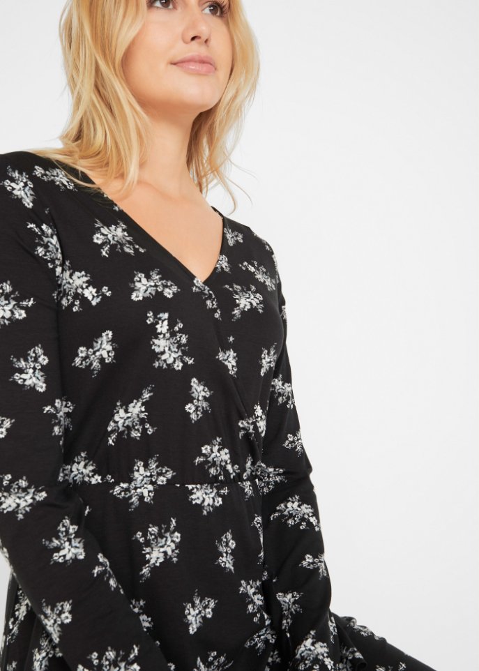 Bedrucktes Maxikleid, langarm
