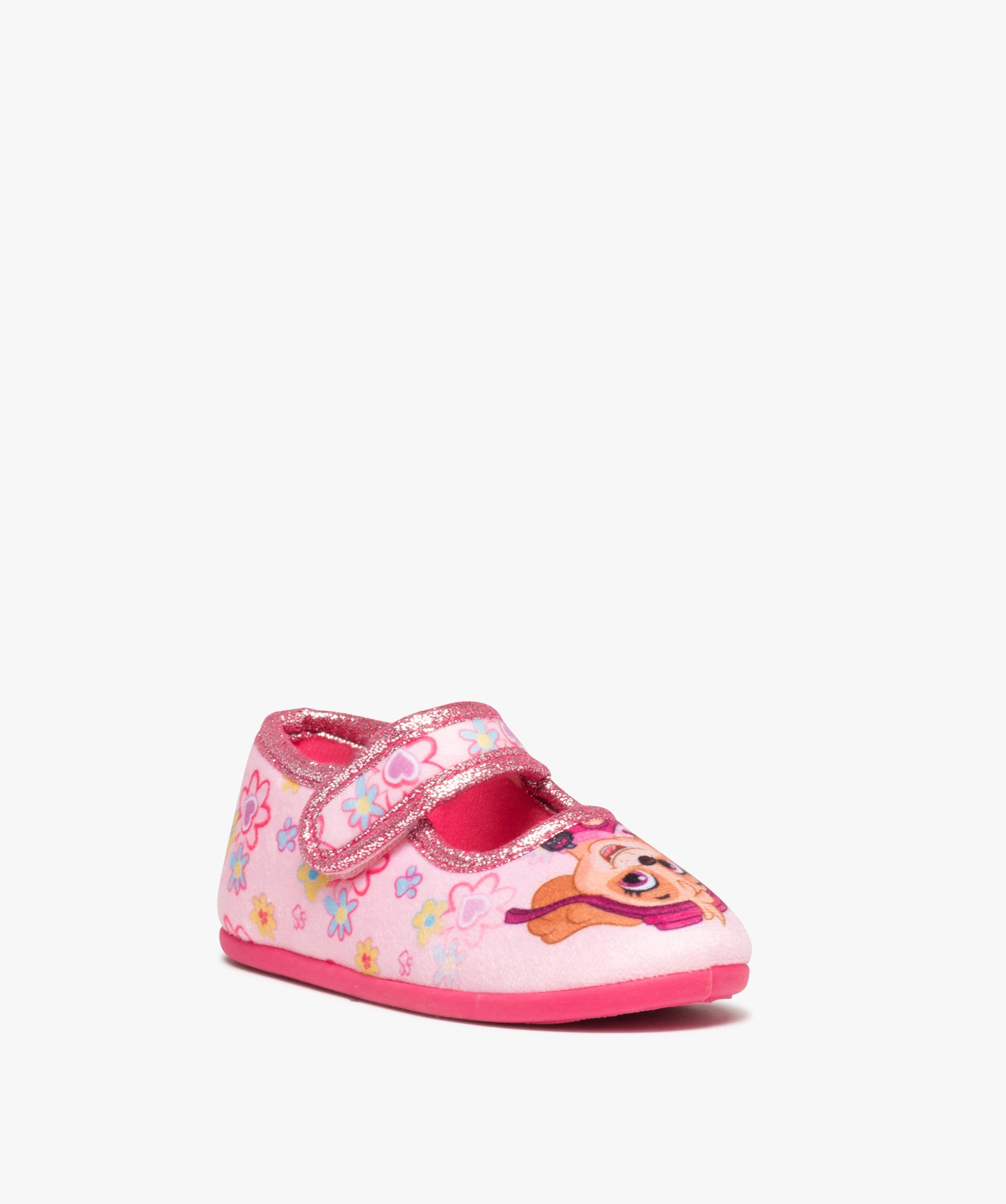 Chaussons fille forme ballerine à scratch - Pat patrouille rose | GEMO