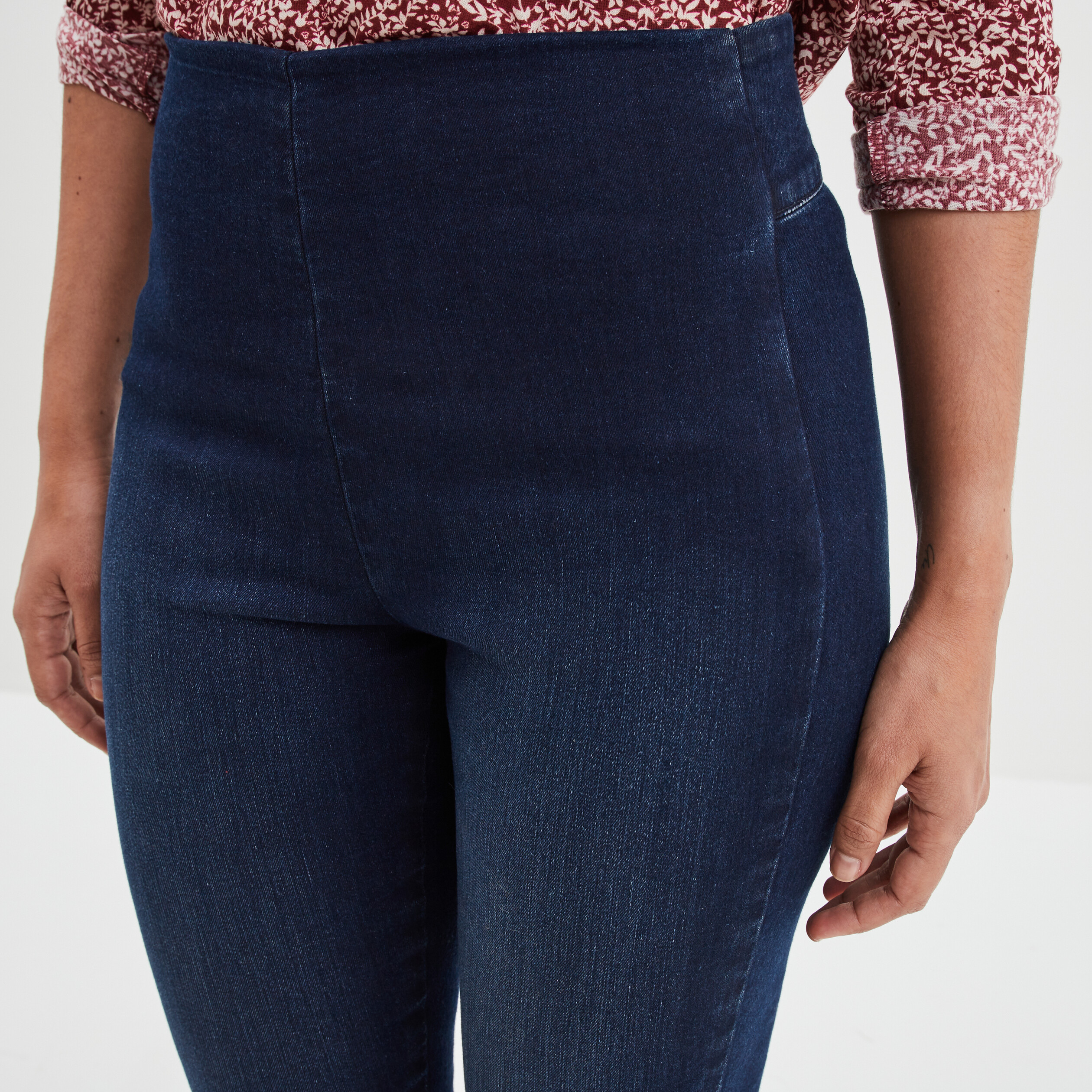Jegging slim taille haute denim blue black femme | La Halle