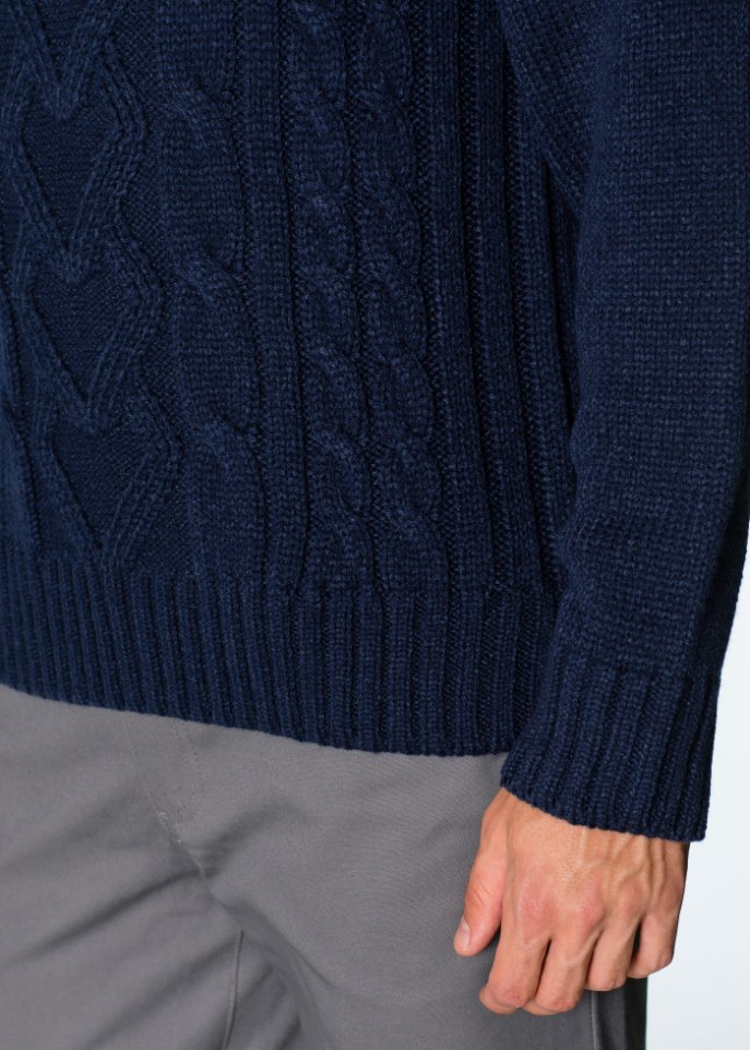 Rollkragenpullover mit Zopfmuster