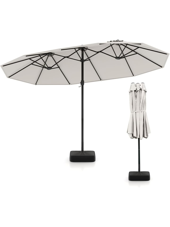 COSTWAY Doppelsonnenschirm mit Ständer 443x265cm in Beige günstig kaufen onesize
