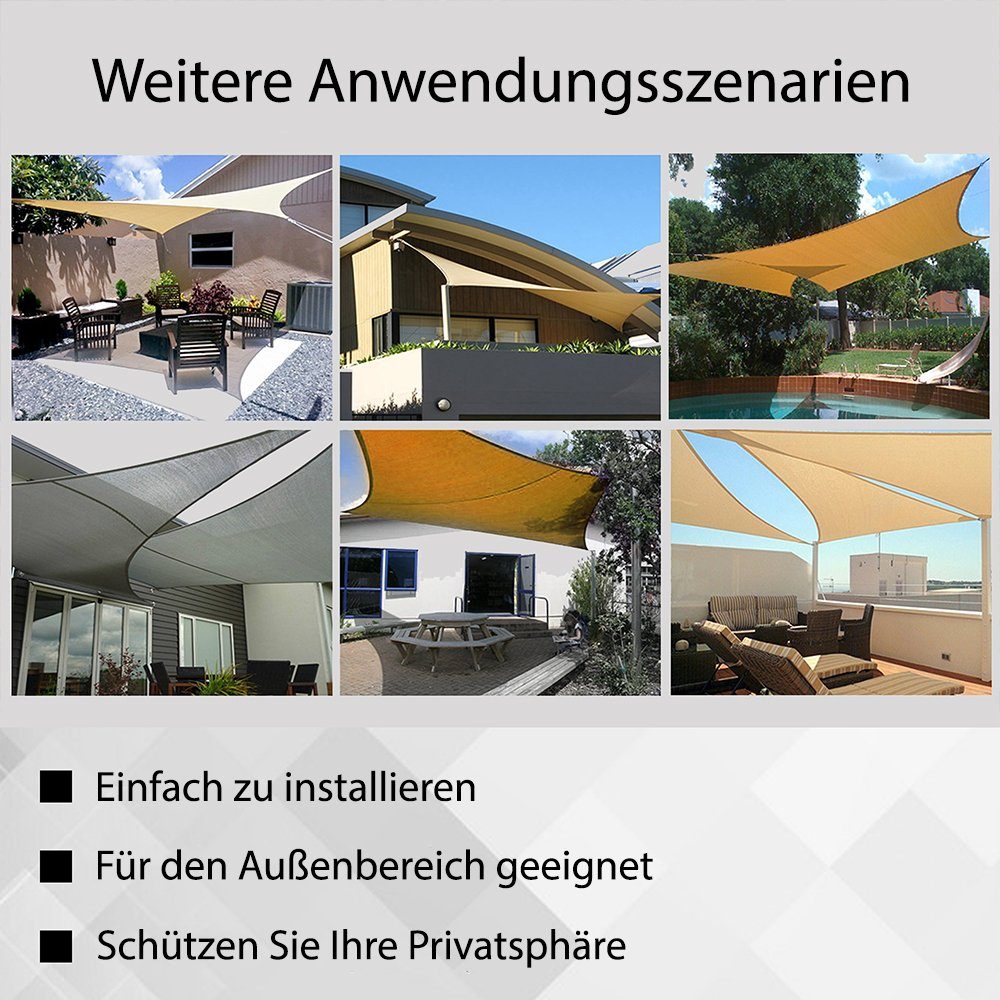 Mucola Sonnensegel Sonnenschutzsegel Sonnensegel Sonnendach Regenschutz Sonnenschutz, (Stück, Premium-Sonnenschutz), Hohe Festigkeit