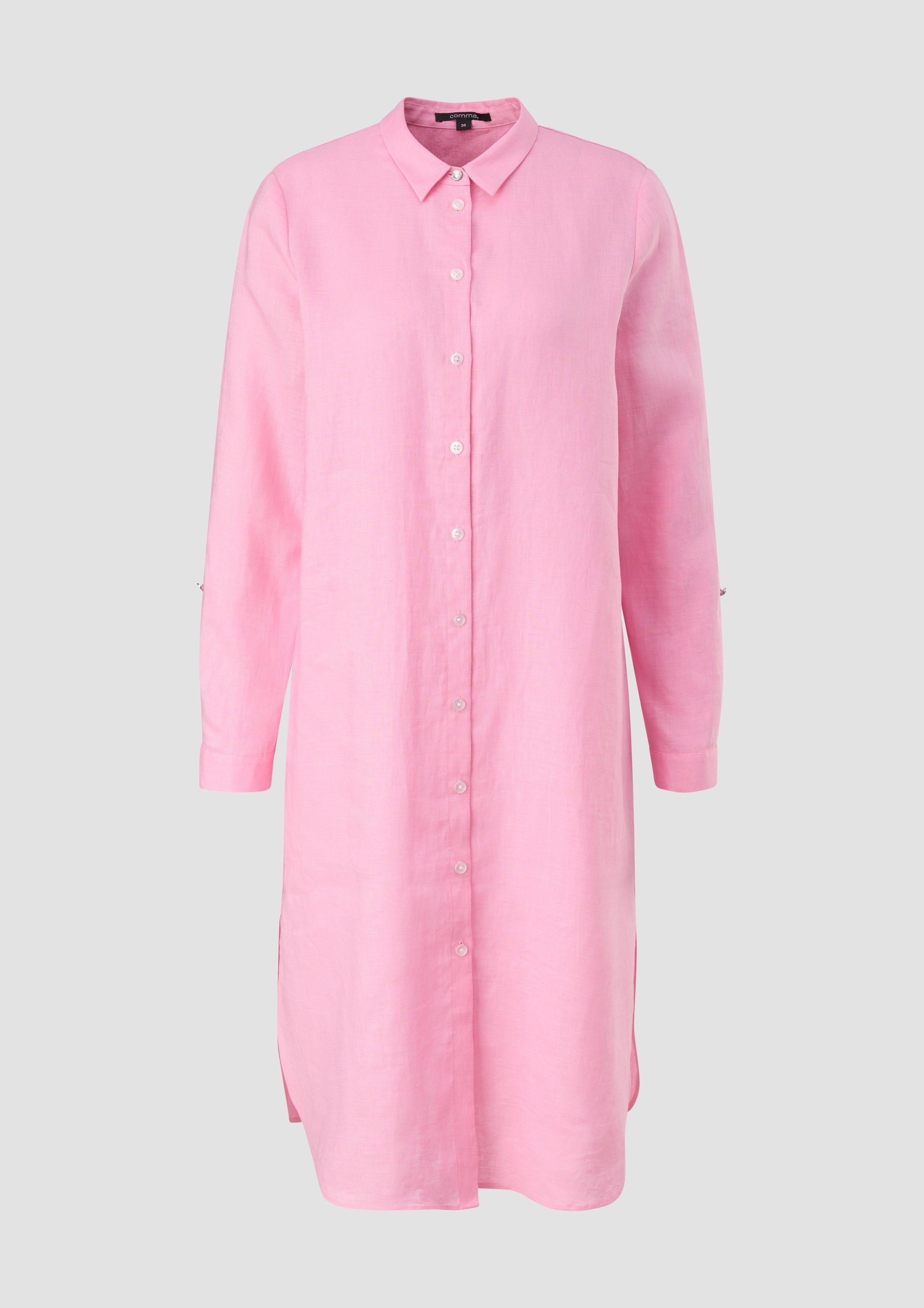 Midi-Kleid aus Leinen - pink