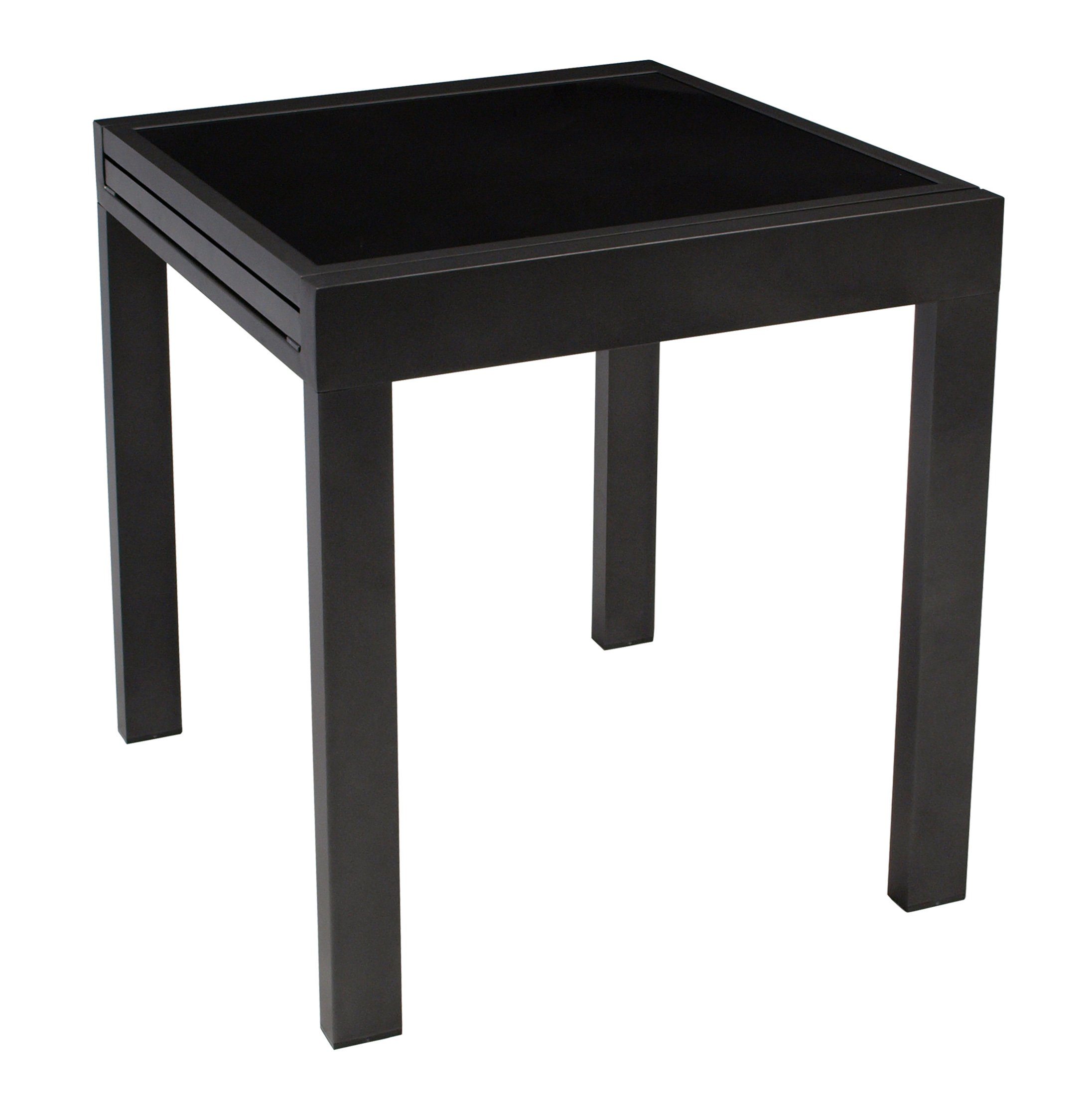 DEGAMO Gartentisch TORINO (1-St), 65x65cm, ausziehbar auf 130cm, Aluminium anthrazit, Glas schwarz