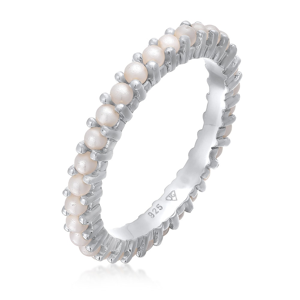 Elli Elli Bague Femmes Bande Memoire perles de verre en Argent Sterling 925 Bague