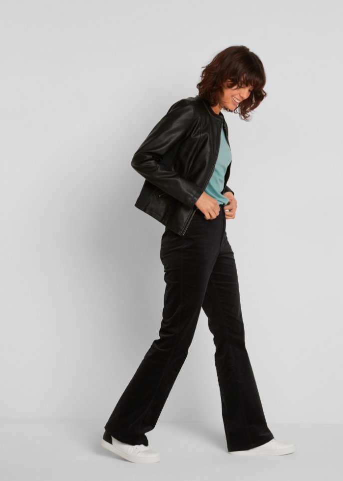 Stretch-Cord-Schlaghose mit High-Waist-Bequembund