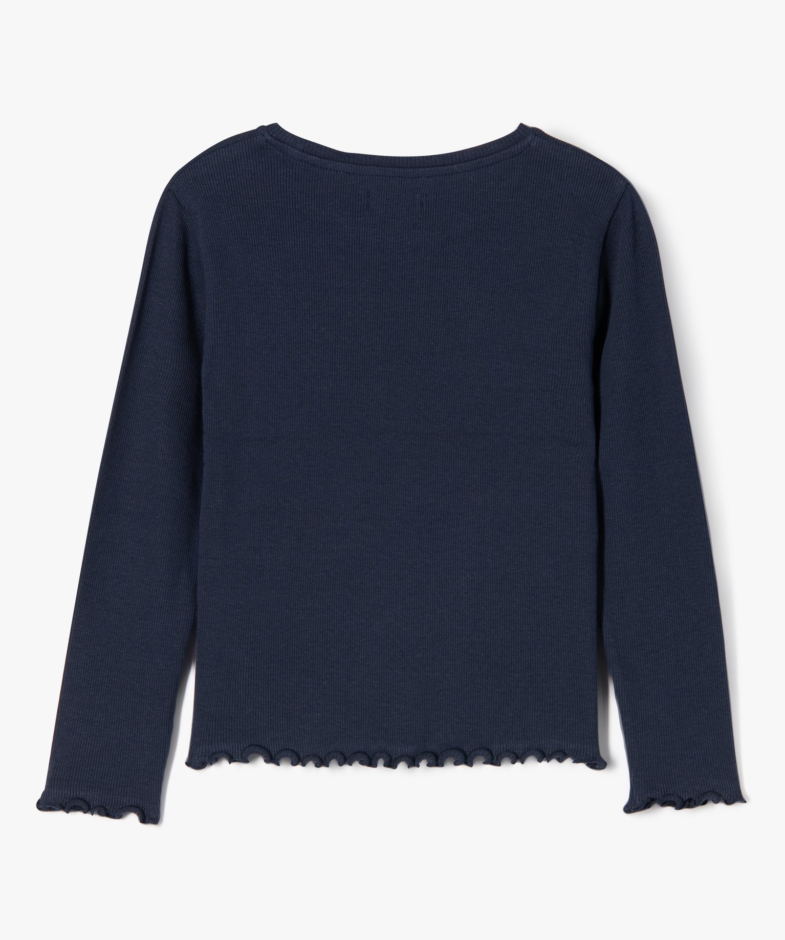 Tee-shirt à manches longues et maille ctelée fille marine | GEMO