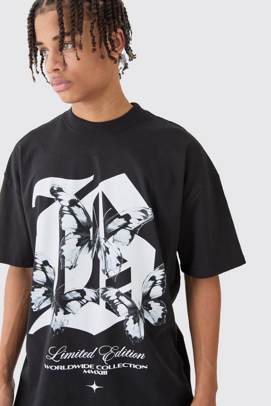 Oversize T-Shirt mit Schmetterlings-Print