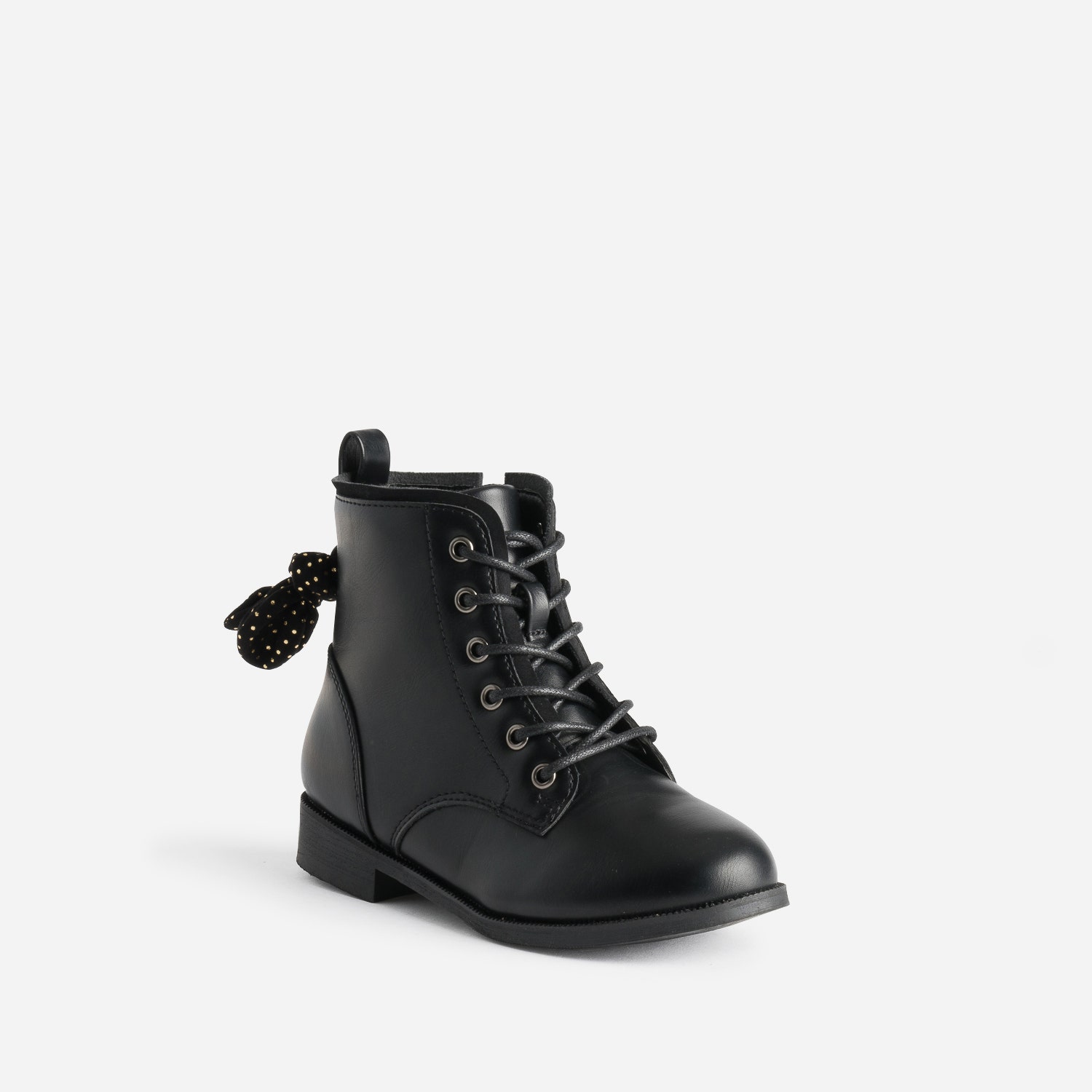 Boots à lacet BUGGY noir avec nœud-pois