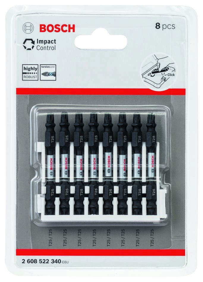 Bosch Blue Accessories 2608522340 Packaging Impact Control bits, 8-piece