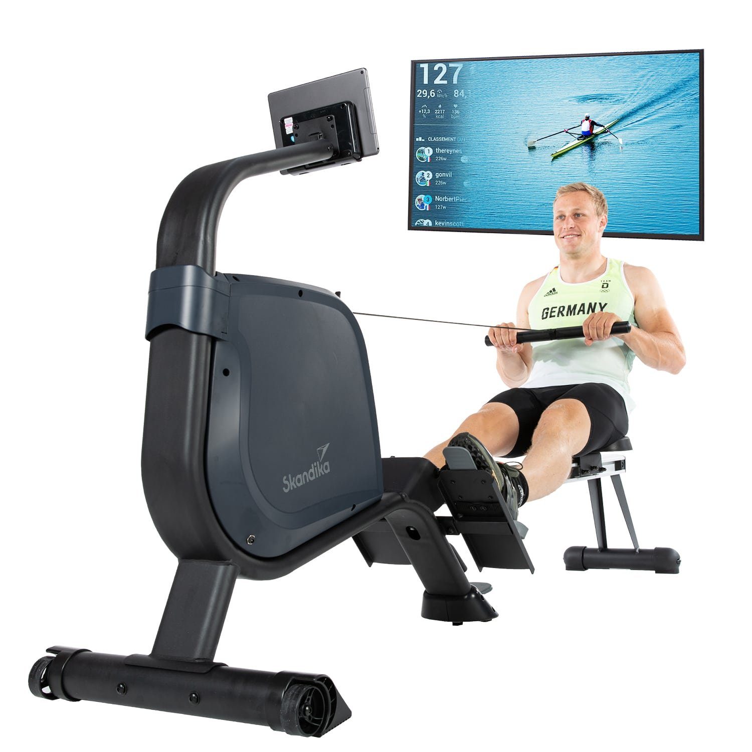 Skandika Rudergerät Njord, klappbar, Studioqualität, 8 kg Schwungmassensystem, max. 180 kg