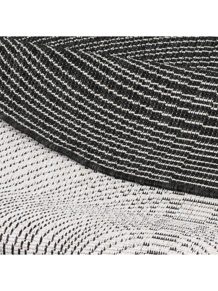 Pergamon In- und Outdoor Teppich  Newport Stripes Rund in Antraciet günstig kaufen