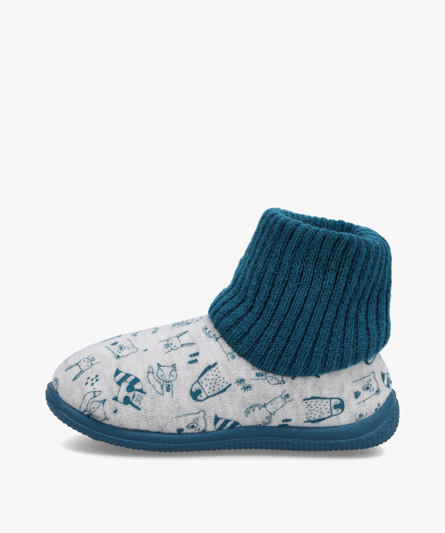 Chaussons Garçon montants en velours ras imprimé bleu | GEMO