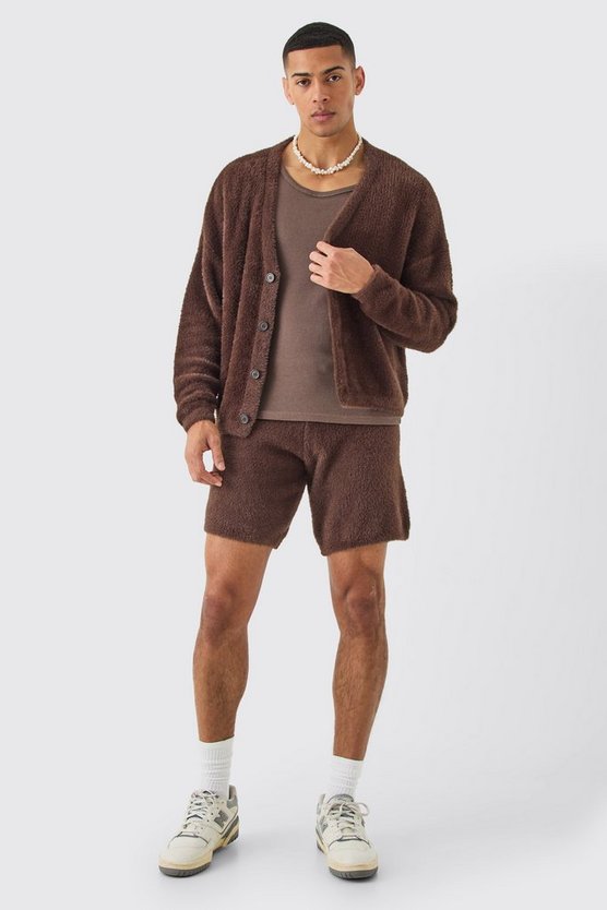 Brauner flauschiger Cardigan
