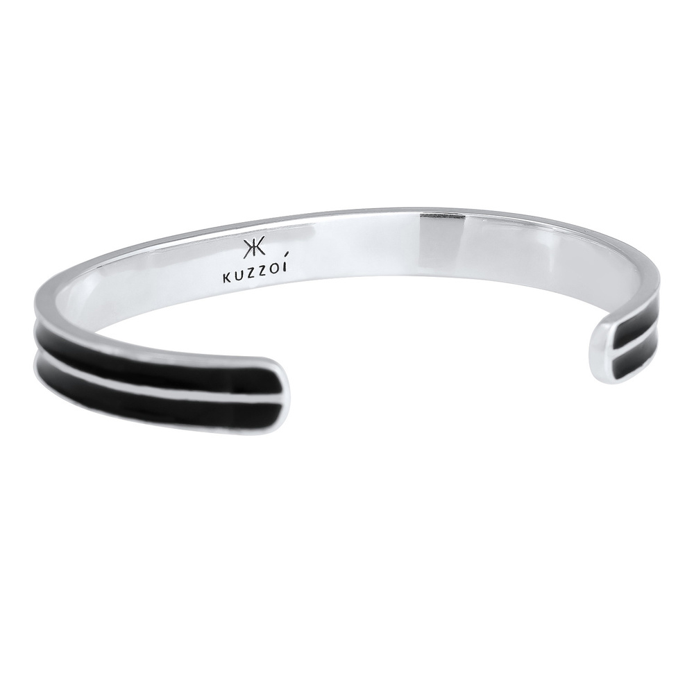 KUZZOI KUZZOI Bracelet Bracelet pour homme en émail ouvert de base en 925/1000 argent ma Bracelet