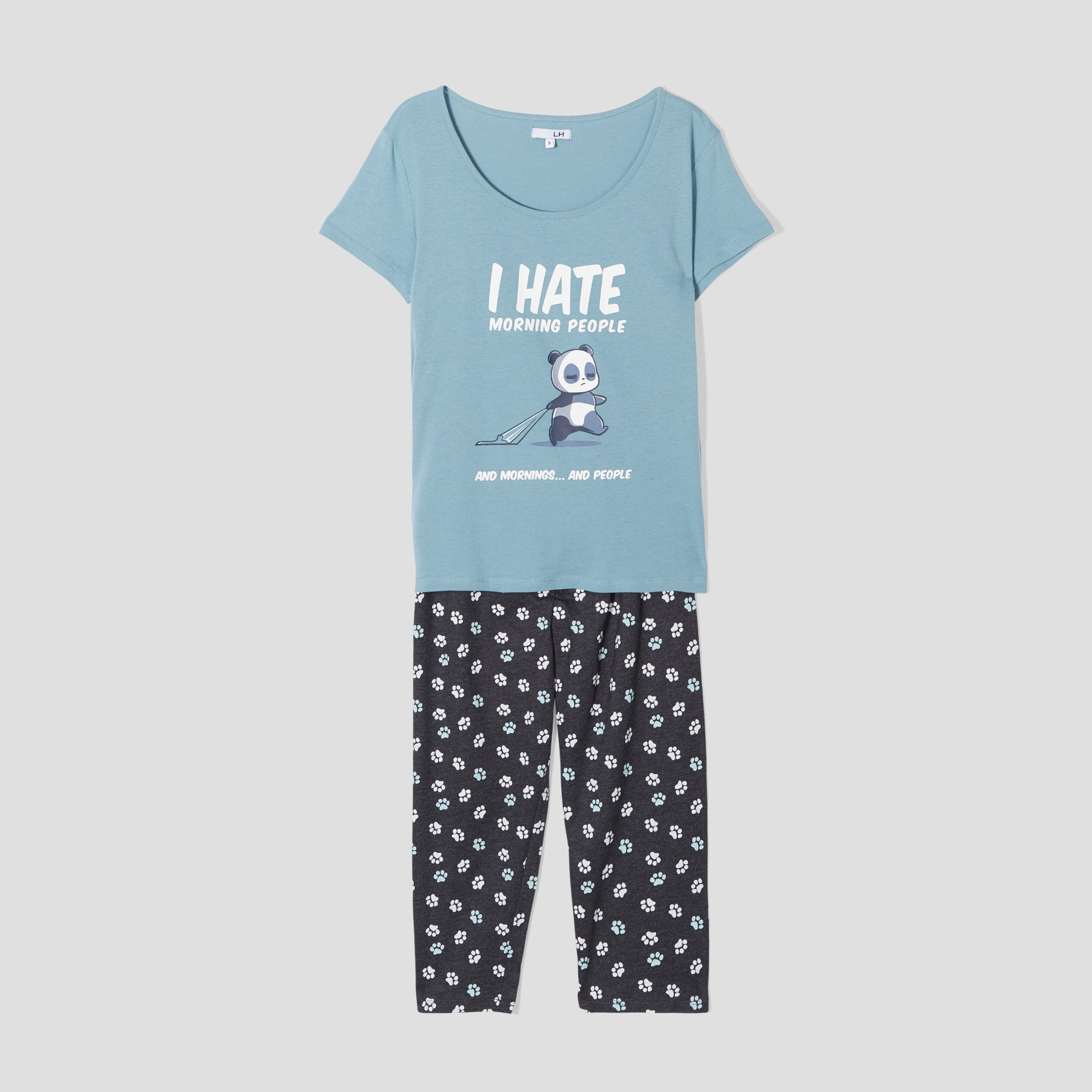 Ensemble pyjama 2 pièces bleu gris femme | La Halle