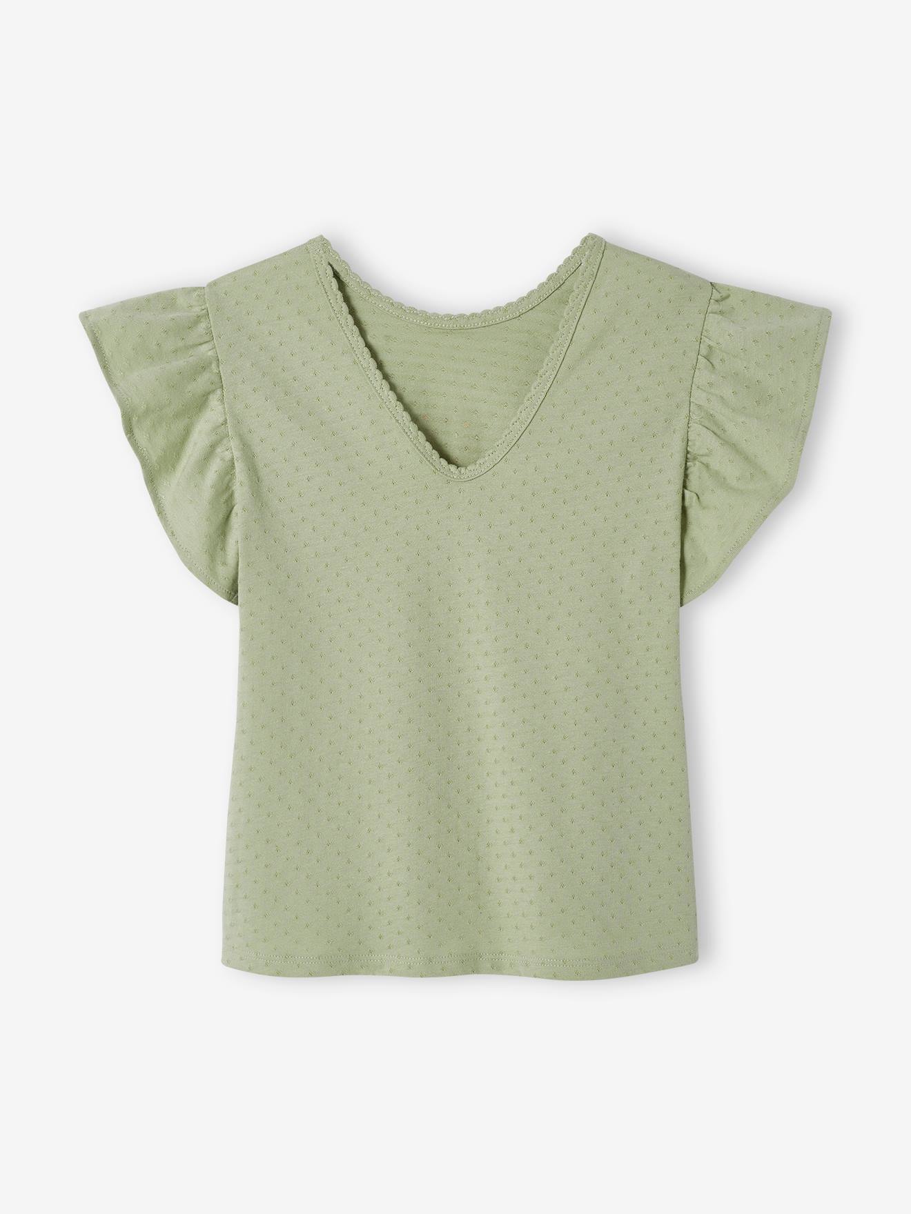 T-shirt fantaisie manches volantées fille encre