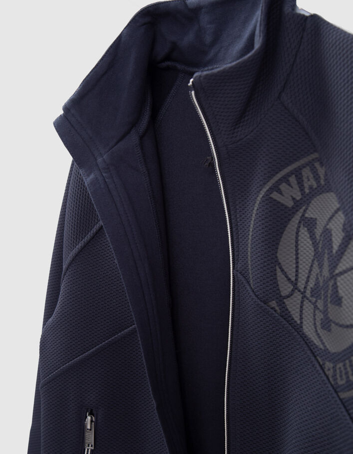 Cardigan marine molleton tech fleece reliefé garçon