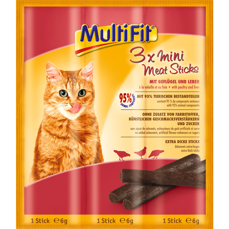 MultiFit Snacks MultiFit Mini Meat Sticks 25x3x6g Geflügel & Leber