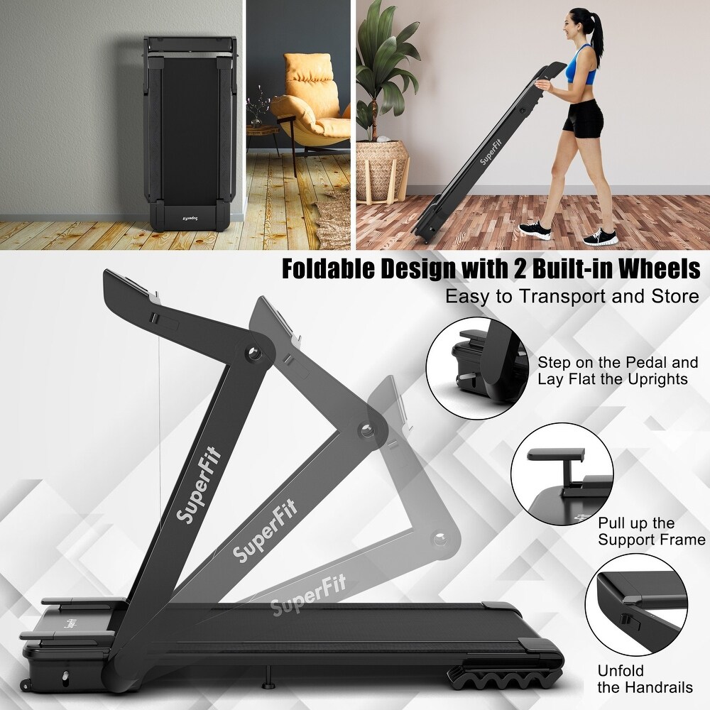 4.0HP Foldable Electric Treadmill Jogging Machine with Speaker LED - 57.5 x 31 x 43.5 (L x W x H)
