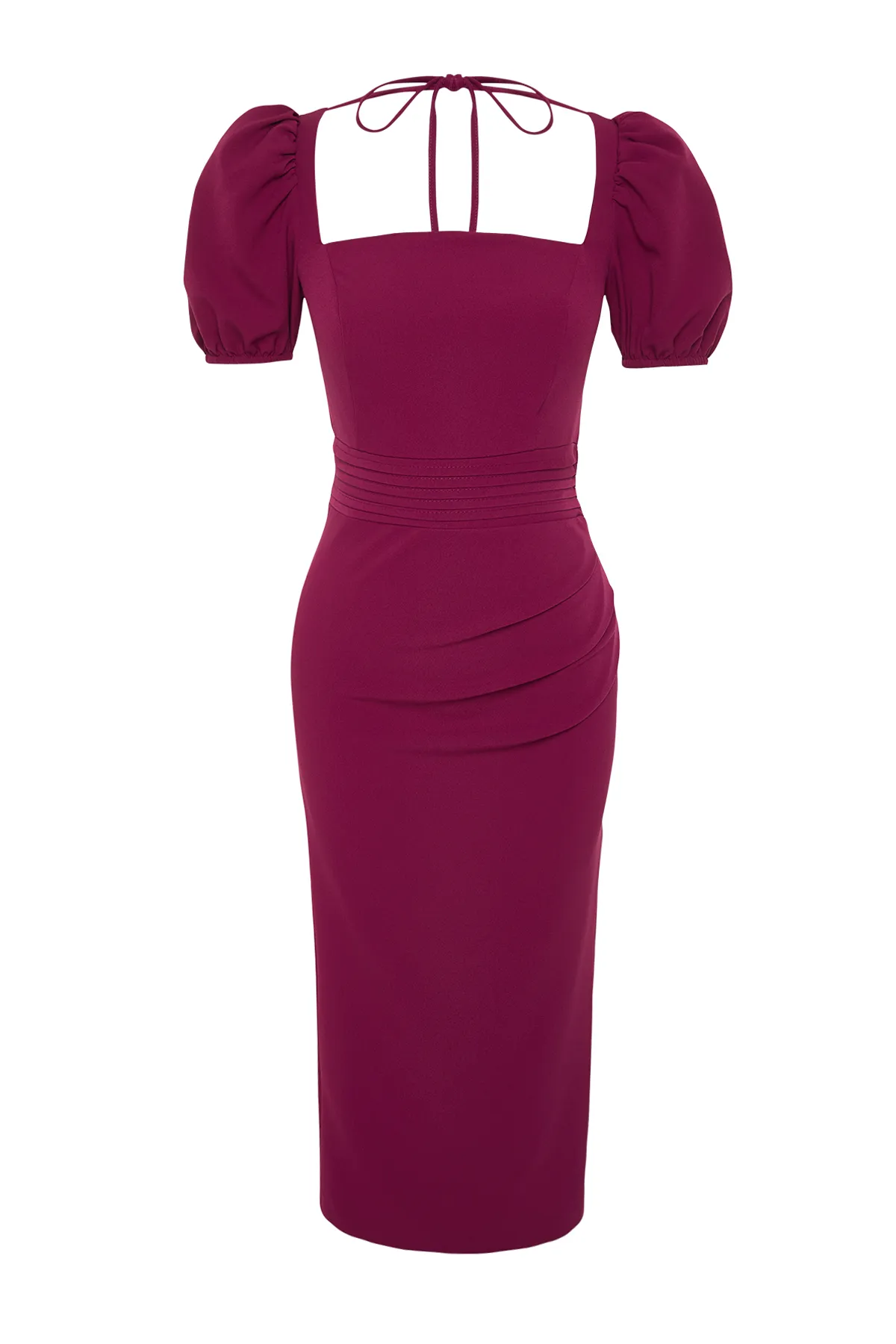 Trendyol Collection  Lila Taillen-detailliertes, figurbetontes Webkleid TPRSS24EL00158