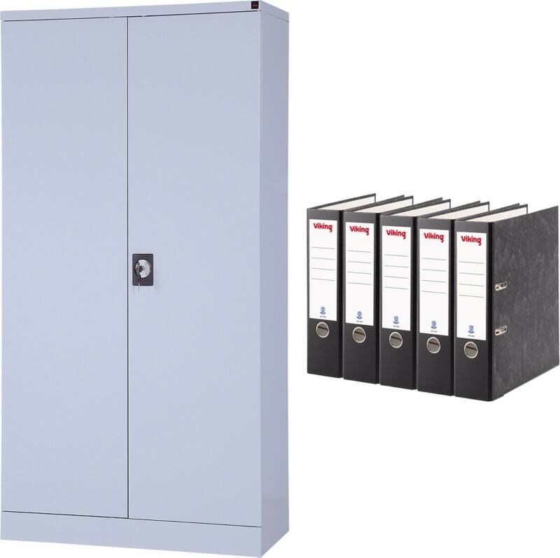 Realspace Normaler Türschrank Stahl 4 Fachböden Abschließbar 920 x 420 x 1.800 mm Hellgrau