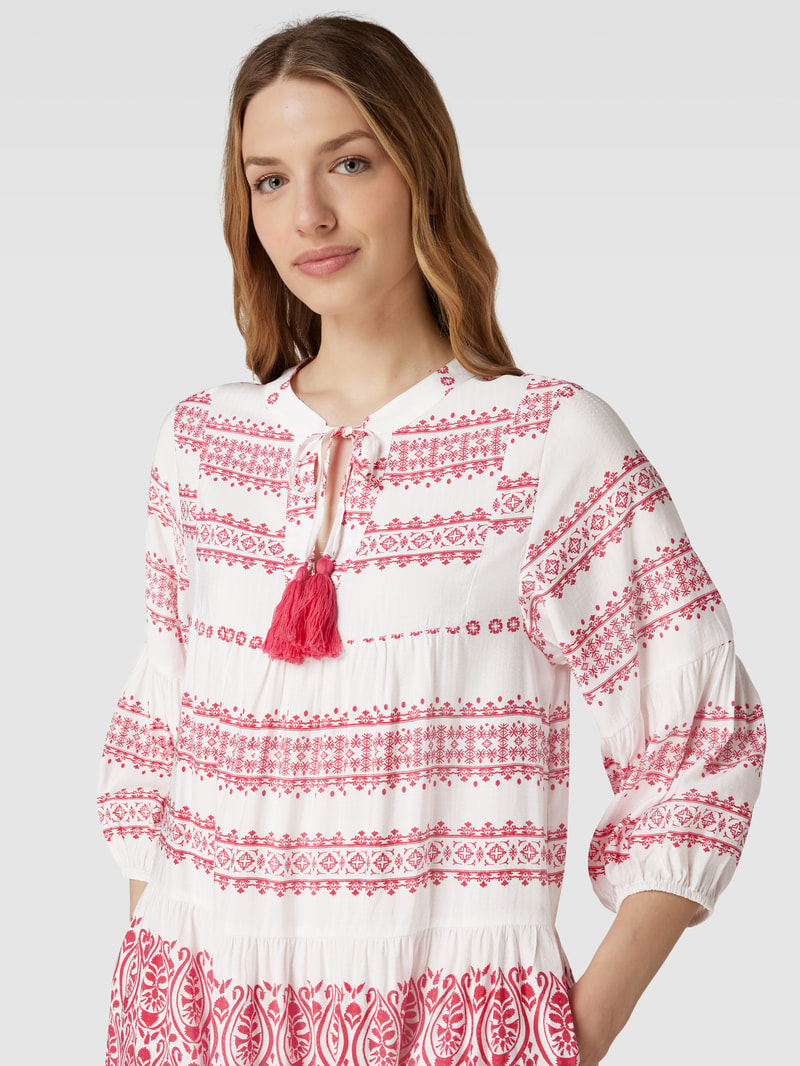 Knielanges Kleid mit Allover-Muster in pink