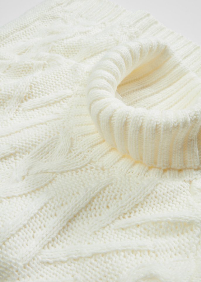 Rollkragen-Pullover mit Zopfmuster
