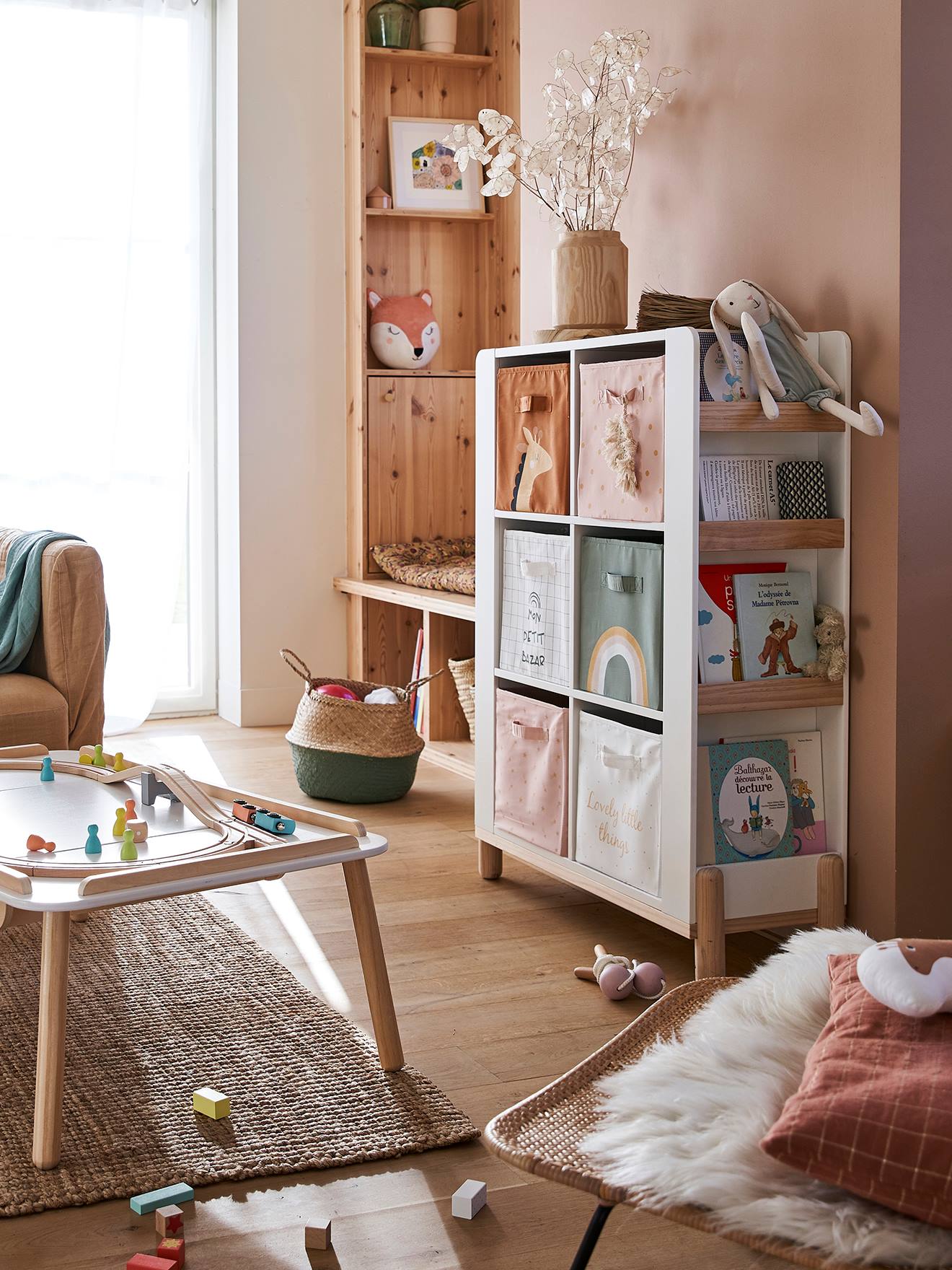 Vertbaudet Kinderzimmer Regal, 6 Fächer - weiß/natur