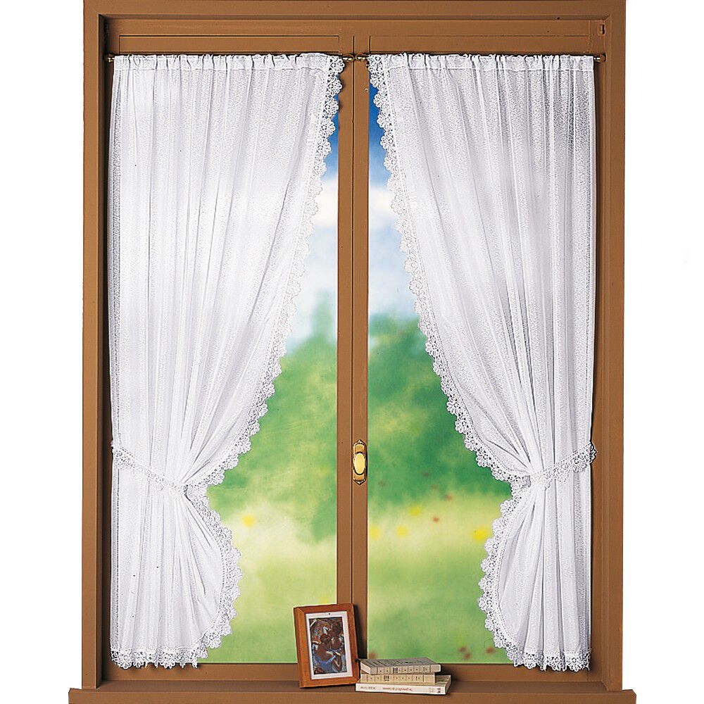 Rideau macramé finition passe-tringle embrasse assortie