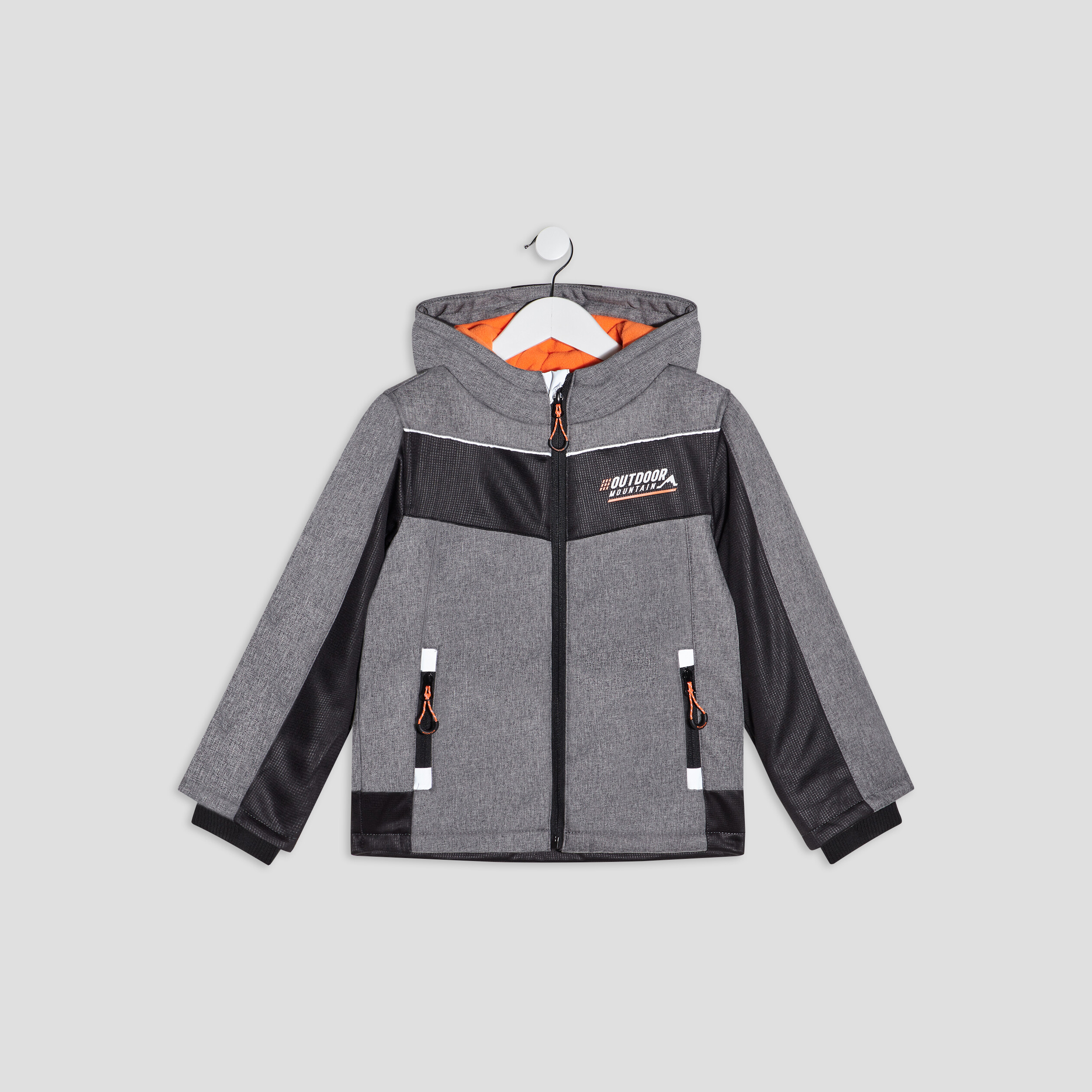 Blouson droit déperlant à capuche orange garçon | La Halle