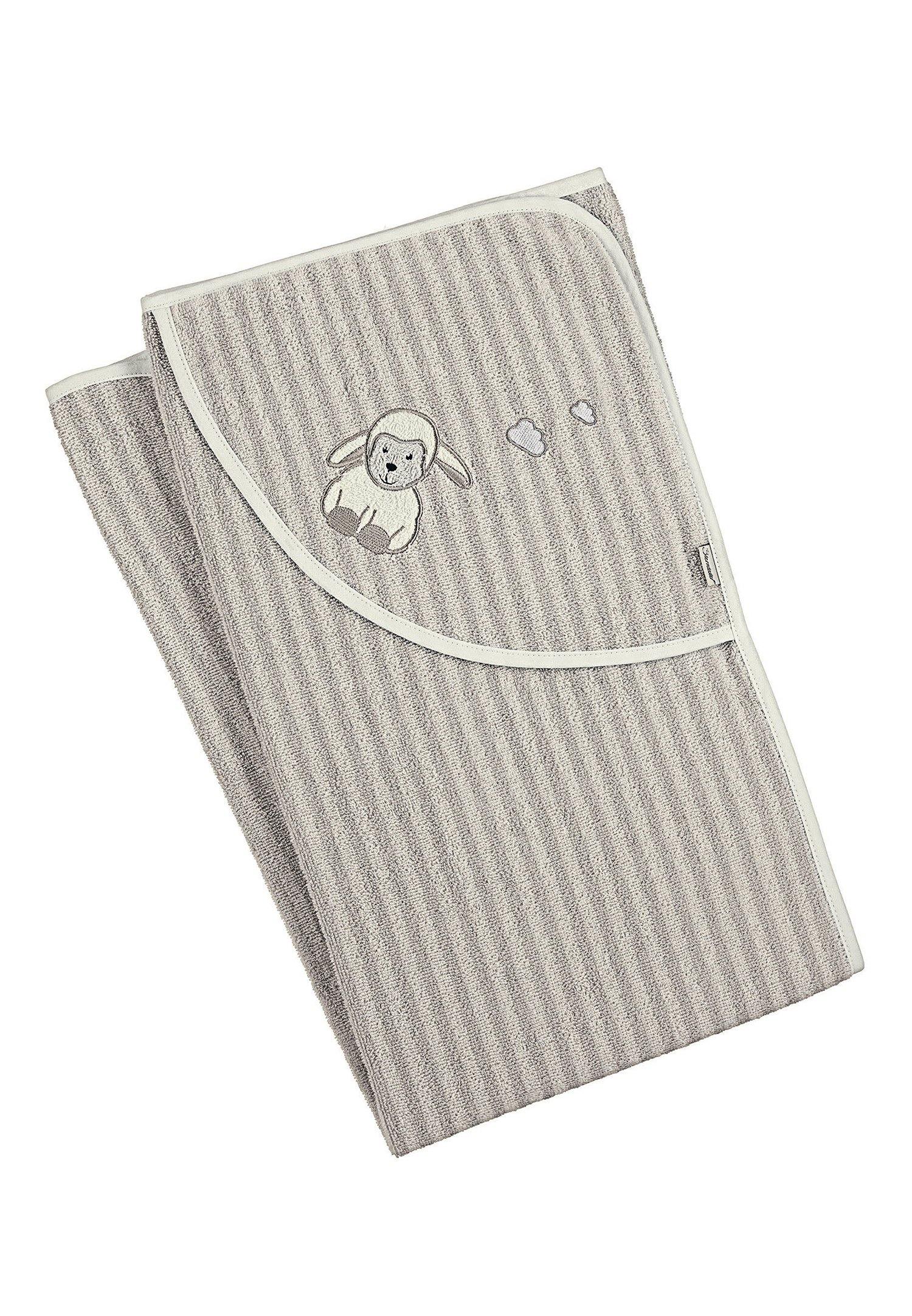 Badetuch100x100 Schaf Stanley in Grau gestreift