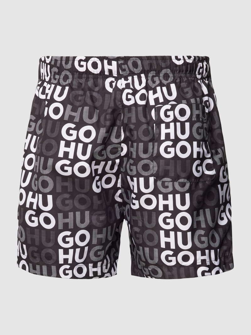 Badehose mit Label-Muster Modell 'FAME' in schwarz