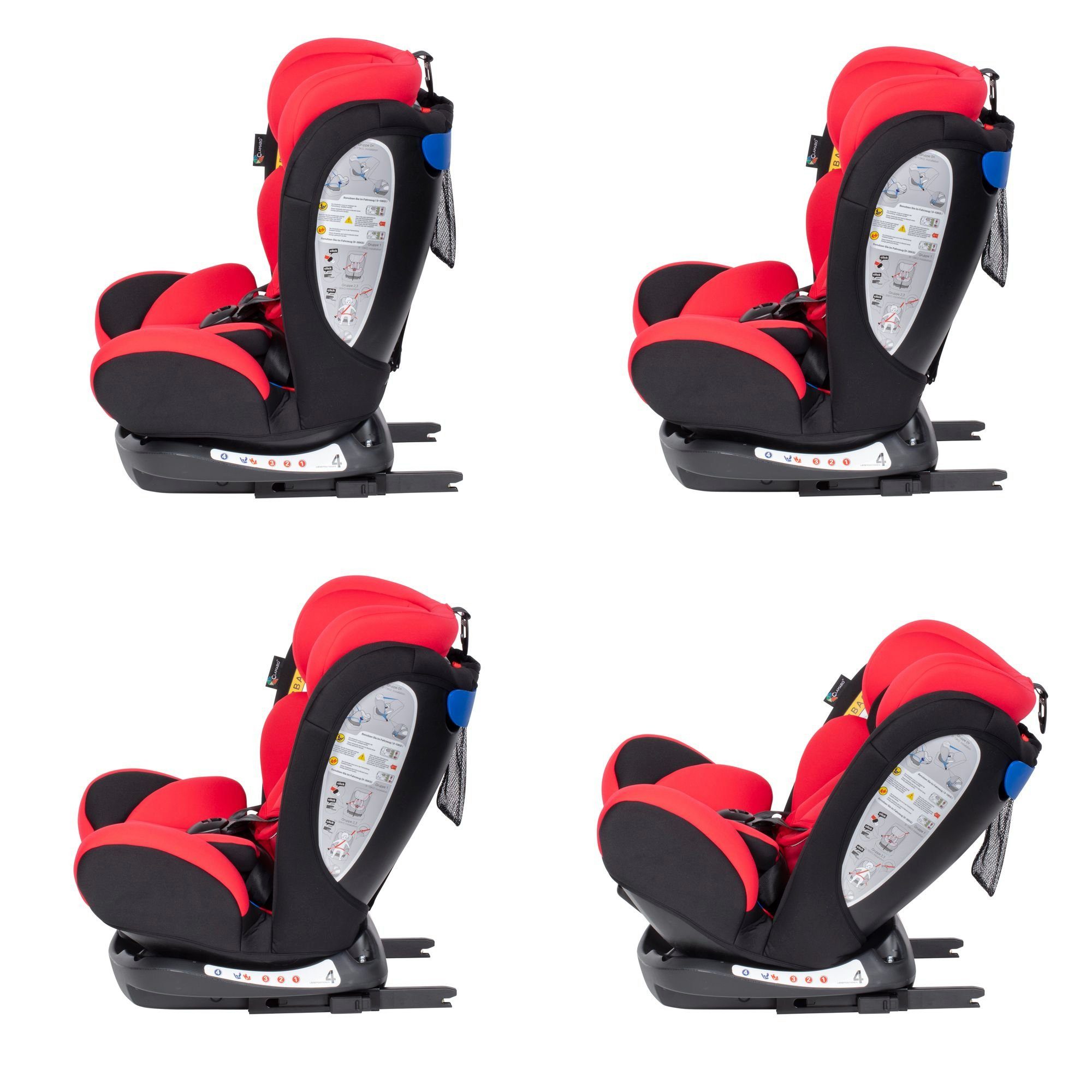 Clamaro Autokindersitz, Clamaro 'RiolaPlus4in1' Isofix Autokindersitz Gruppe 0+, I, II und III (0-36 kg), mitwachsender Baby- und Kinderautositz ab 0 Jahre bis 12 Jahre, 6-fach höhenverstellbare Kopfstütze, 3-fach verstellbare Rückenlehne, ECE R44/04