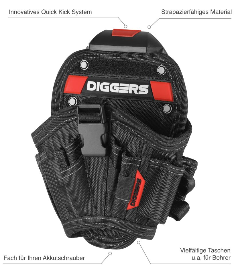 Bolsa de armazenamento para furadeira DIGGERS DK576 Quick Klik tamanho médio