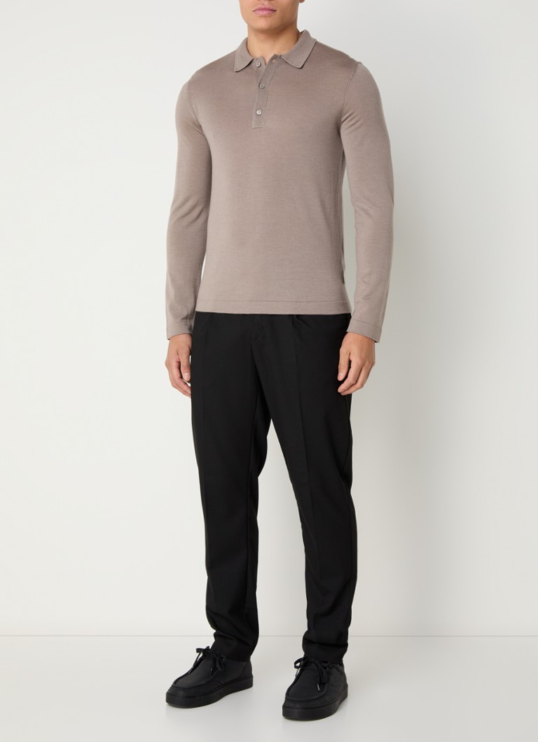 Calvin Klein smalka adījuma regulāras piegriezuma polo krekls no vilnas maisījuma