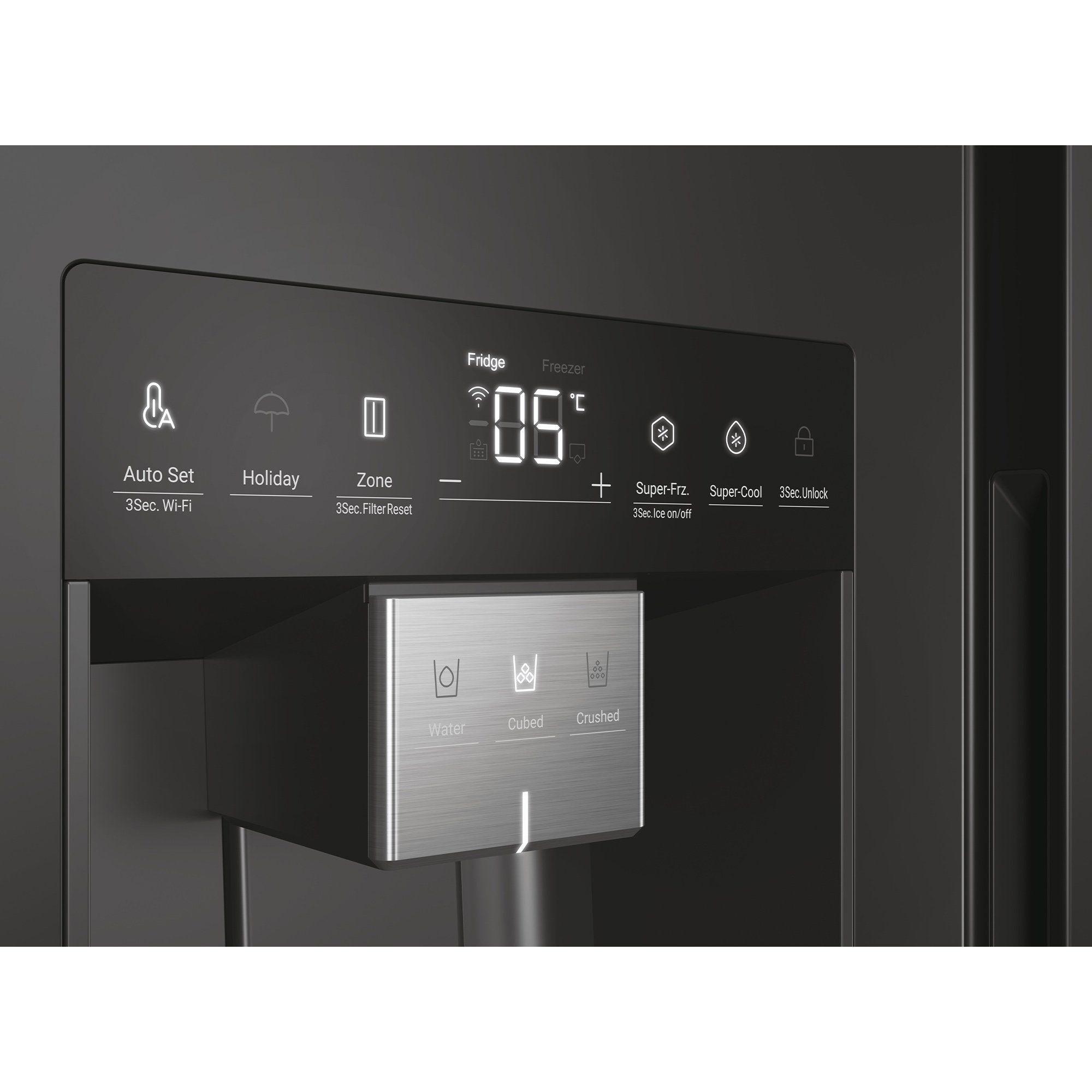 Haier Side-by-Side Front aus Edelstahl schwarz HSW79F18DIPT, 177,5 cm hoch, 90,5 cm breit, Wasser/Eiswürfeldispenser, No Frost, Smart hON App-WIFI