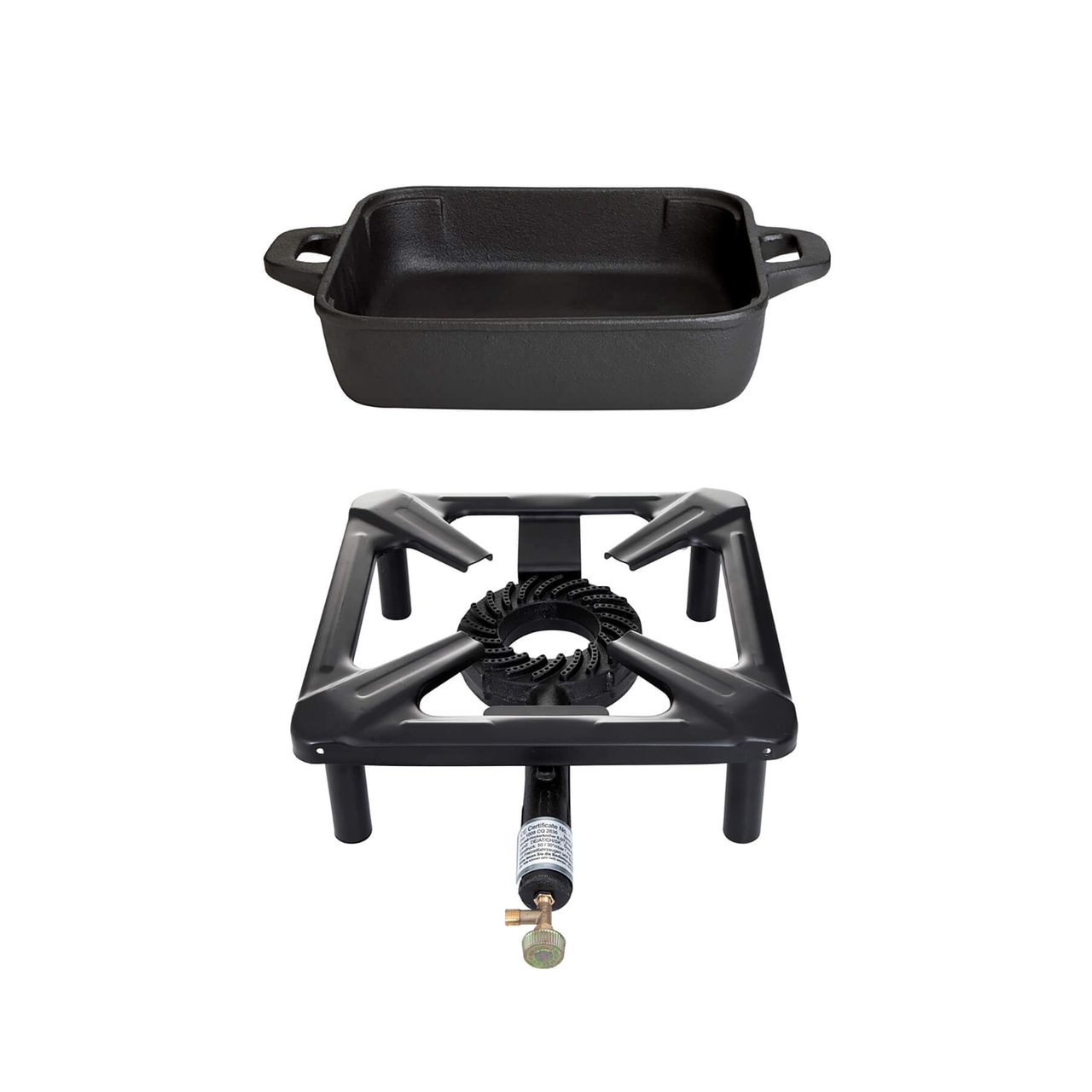 Allgrill Hockerkocher ohne Zündsicherung   Gusseisen Pfanne 26x26x6 cm