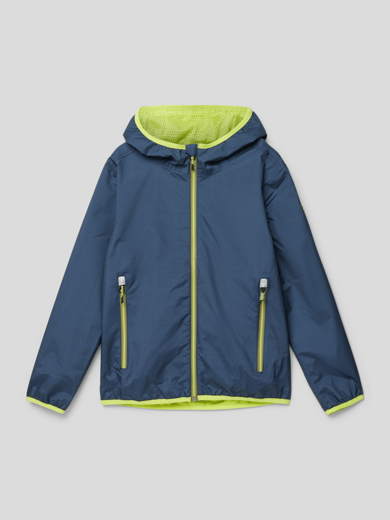 Funktionsjacke mit Kontrastbesatz in marineblau