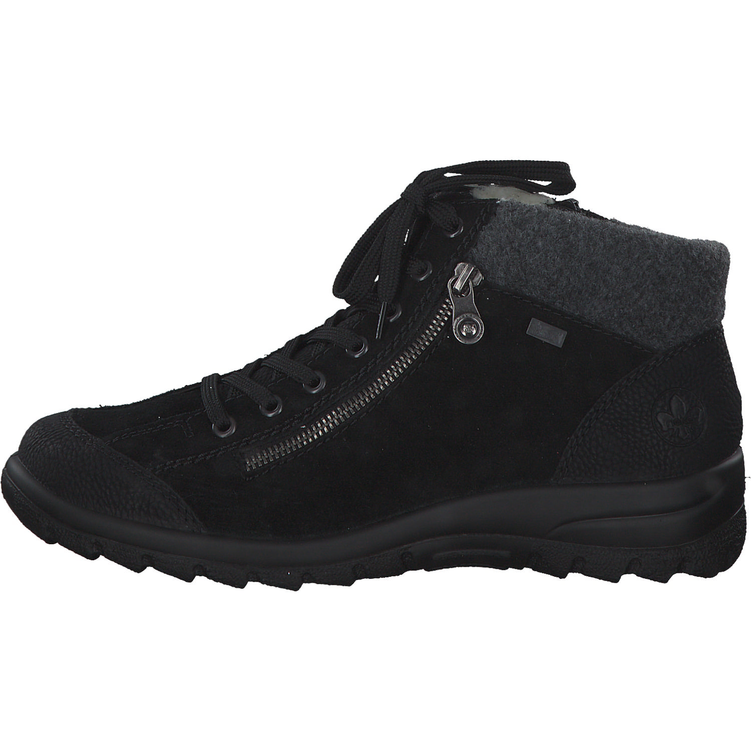 Rieker L7132, Schnürstiefel, Damen, schwarz/schwarz/anthrazit