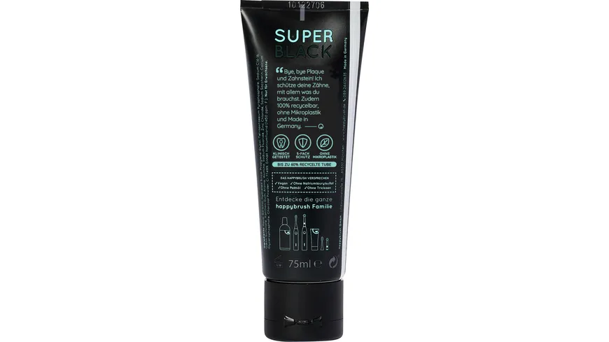 happybrush Zahncreme Super Black Whitening Remineralisierung 75 ml