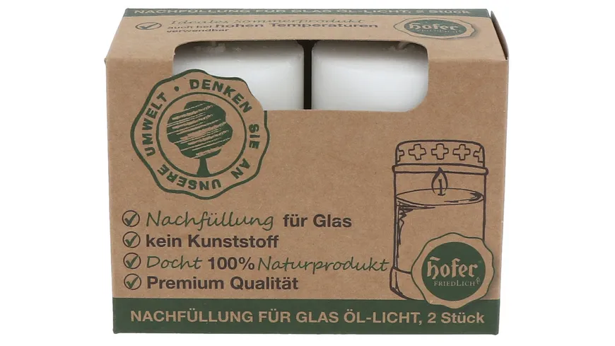 Hofer Nachfüllung für Glas-Öl-Licht 2er Pack