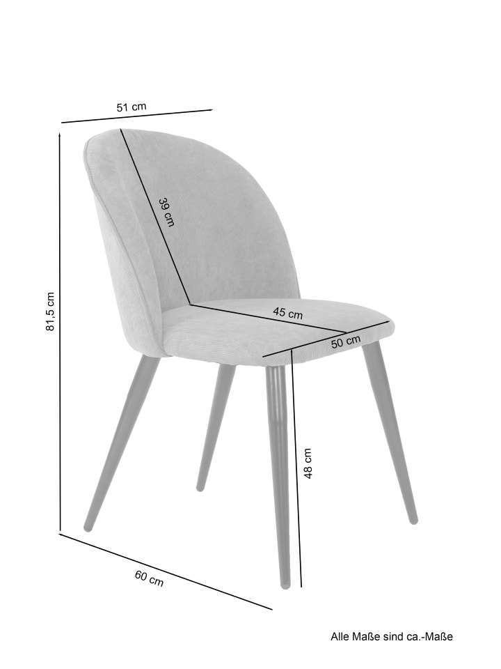 byLiving 2-er-Set: Esszimmerstuhl NAYLA in Dunkelgrau günstig kaufen onesize