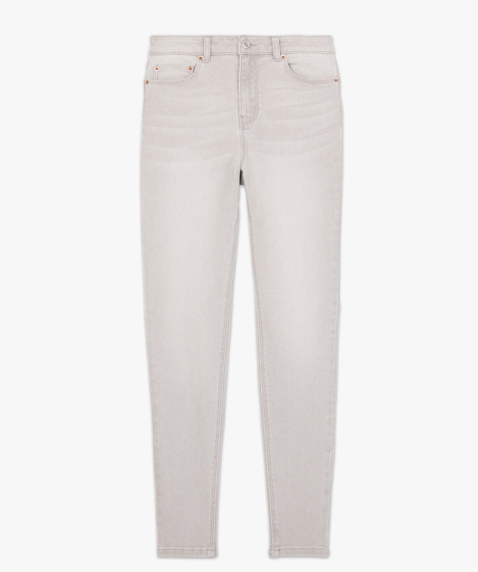 Jean femme en stretch coupe Skinny taille haute gris clair | GEMO