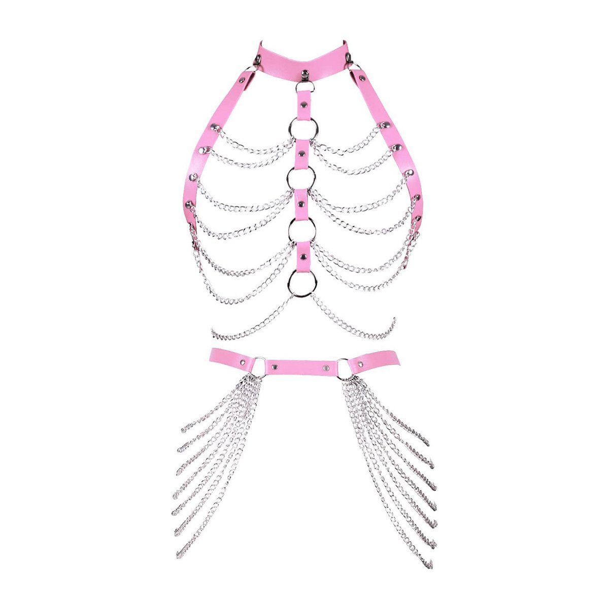 götäzer Kettengürtel Punk Clothing Halter Collar Accessories Harajuku Goth Underwear Stilvolles Zubehör für den punkigen Look - Halsschmuck und Unterwäsche