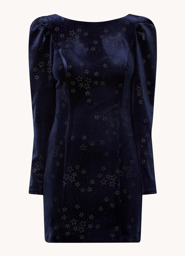 Phase Eight Daria velvet mini dress with puff sleeves and print